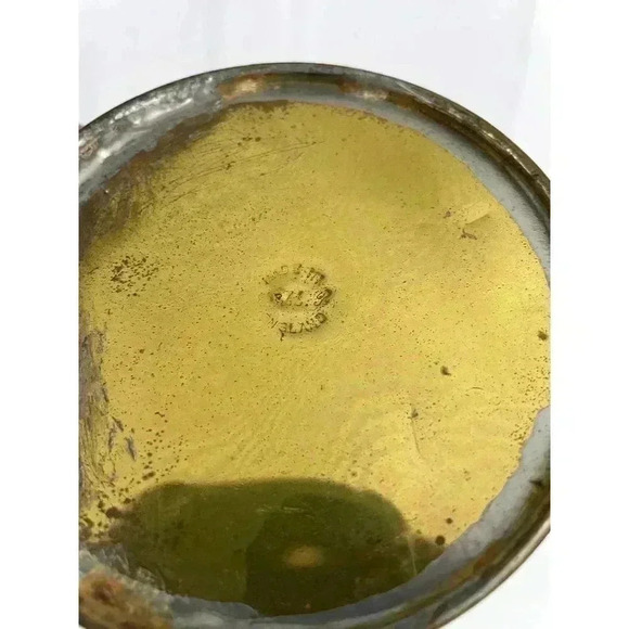 VTG Brass Embossed Pitcher Made in England Pub Scene 8.5" Hammered - Picture 3 of 15